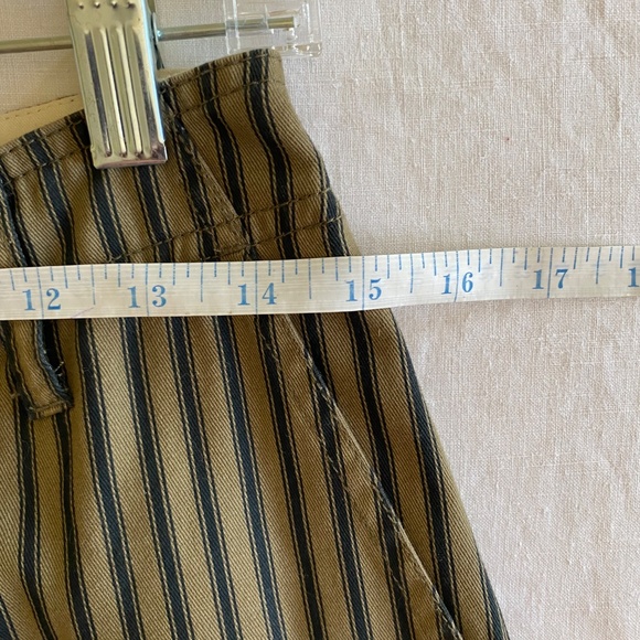 Brixton Women's Green Black Blue Striped Ankle Pants Size 27 - Picture 9 of 10